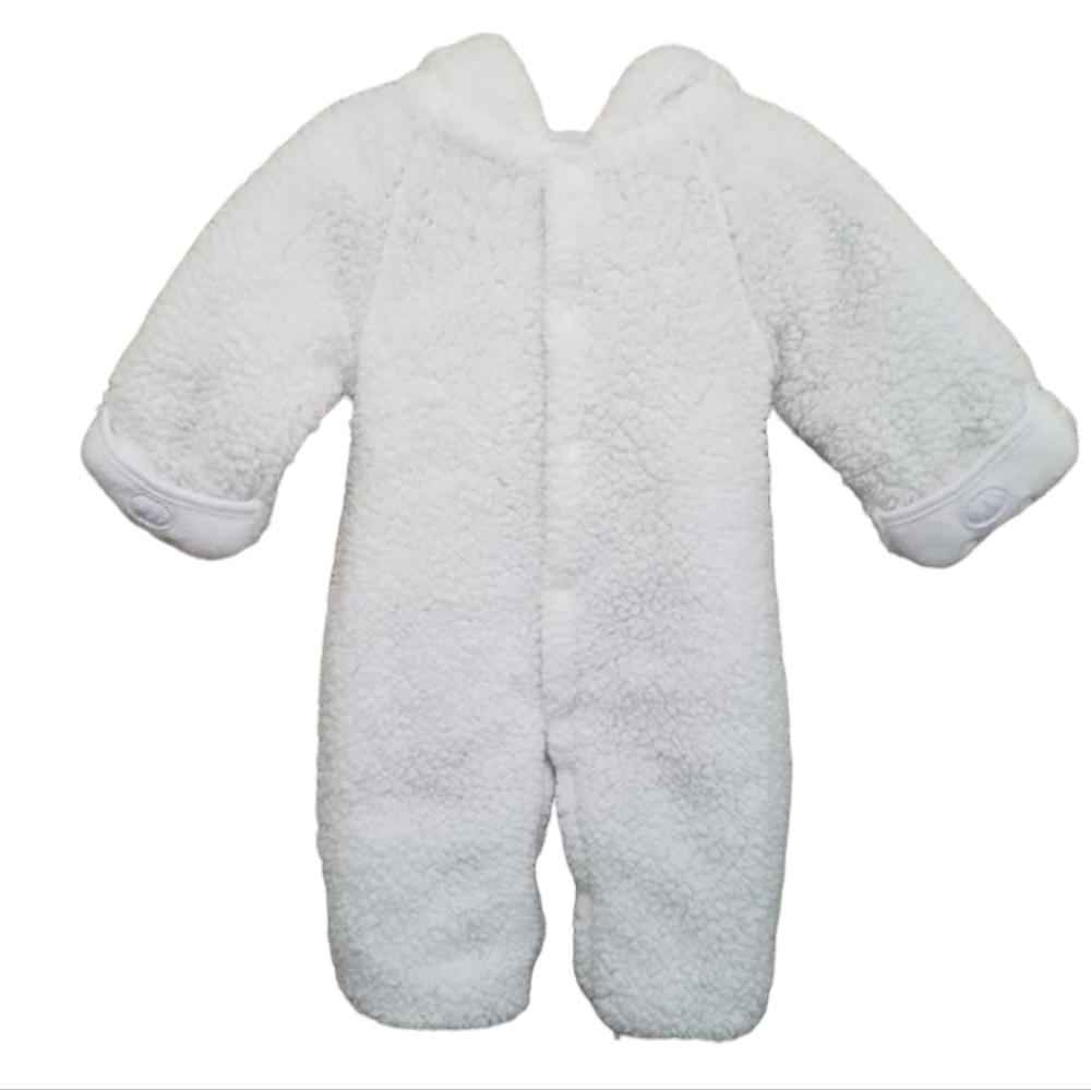 Spunky Kids White Sherpa One-Piece with Lamb Hoodie